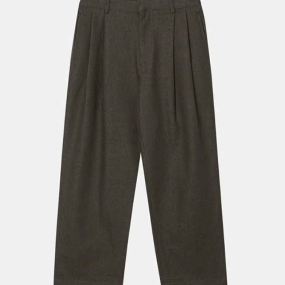 NWT REALTAKAI Men's Folded Pleated Straight Pants in Grey | Size L